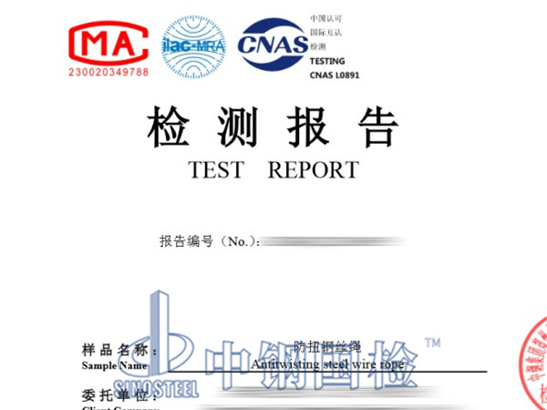 防扭鋼絲繩檢測報告